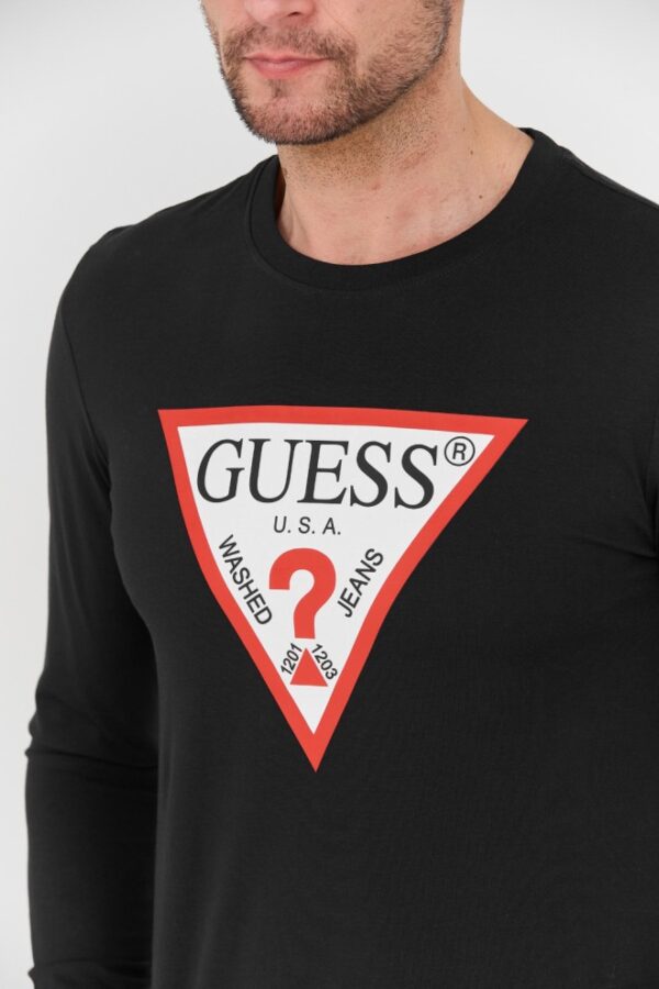 GUESS Czarny męski longsleeve Original Logo Tee