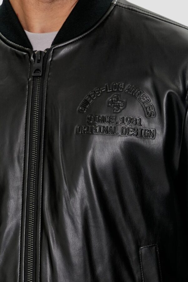 GUESS Skórzany bomber męski District Faux Leather Bomber