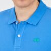 LA MARTINA Niebieskie męskie polo z małym zielonym logo