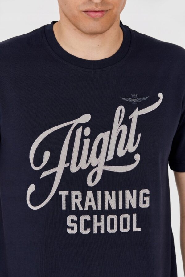 AERONAUTICA MILITARE Granatowy bawełniany t-shirt męski