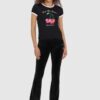 JUICY COUTURE Czarny t-shirt damski z wisienkami