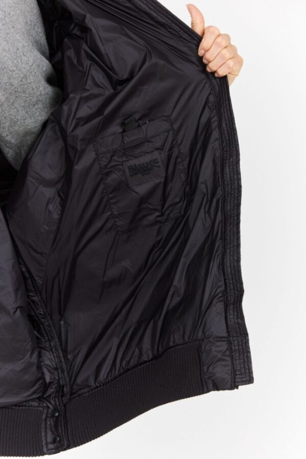 BLAUER Czarny damski płaszcz puchowy z futrem jenota