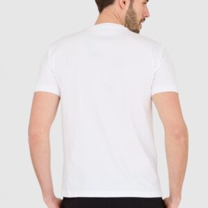 EA7 Biały męski t-shirt z dużym białym logo