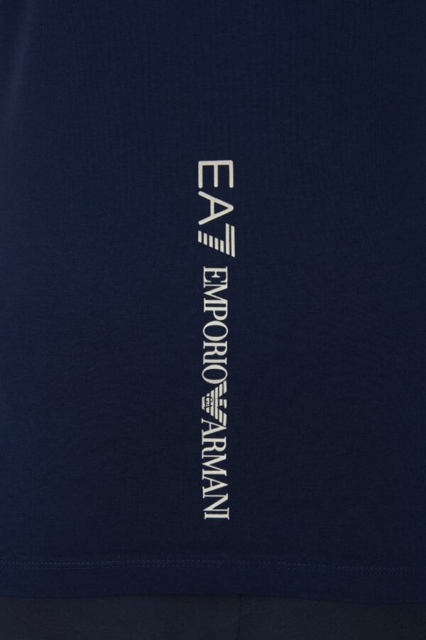 EA7 Granatowy damski t-shirt ze srebrnym logo