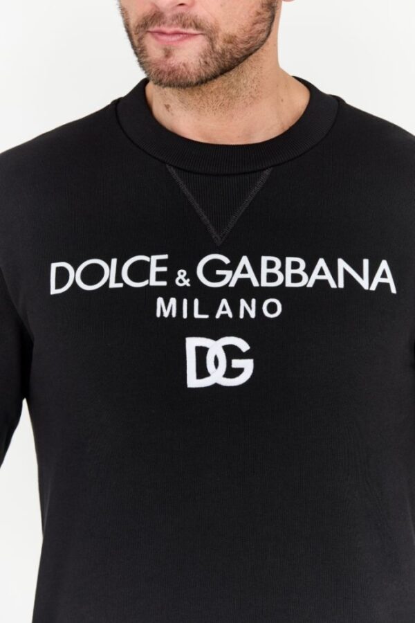 DOLCE & GABBANA Czarna męska bluza z haftowanym logo, Rozmiar 54