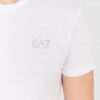 EA7 Biały t-shirt męski z małym szarym logo