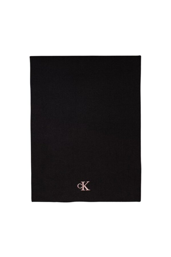 CALVIN KLEIN Czarny damski szalik z różowym logo