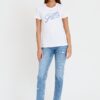 GUESS Biały damski T-shirt bawełniany STONES&EMBRO TEE