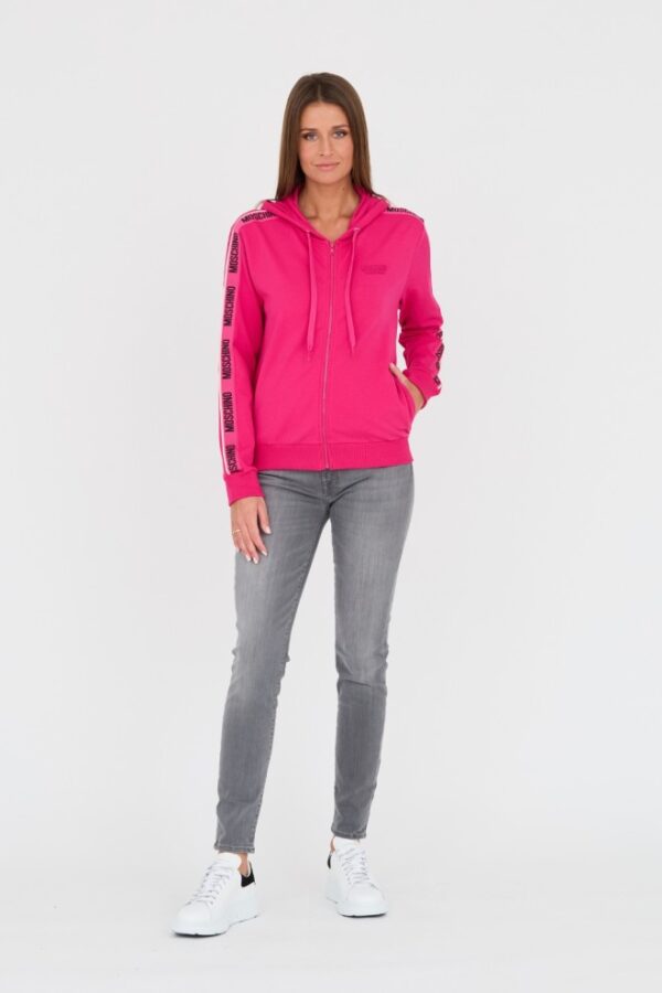 MOSCHINO Różowa damska bluza z lampasami