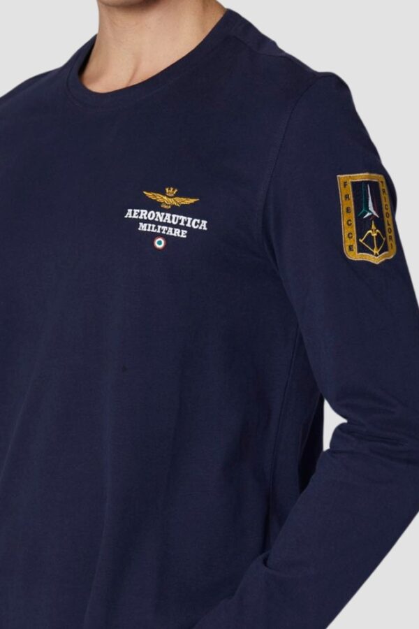 AERONAUTICA MILITARE Granatowy longsleeve męski Crew neck