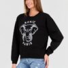 KENZO Czarna damska bluza VARSITY JUNGLE' ELEPHANT EMBRO